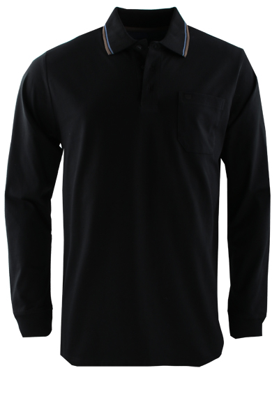 REDMOND Poloshirt Comfort Fit Langarm Polokragen geknpft schwarz preisreduziert